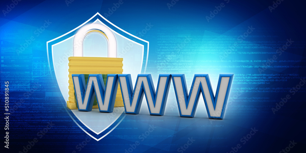 Poster 3d rendering padlock 3d rendering padlock with www with www