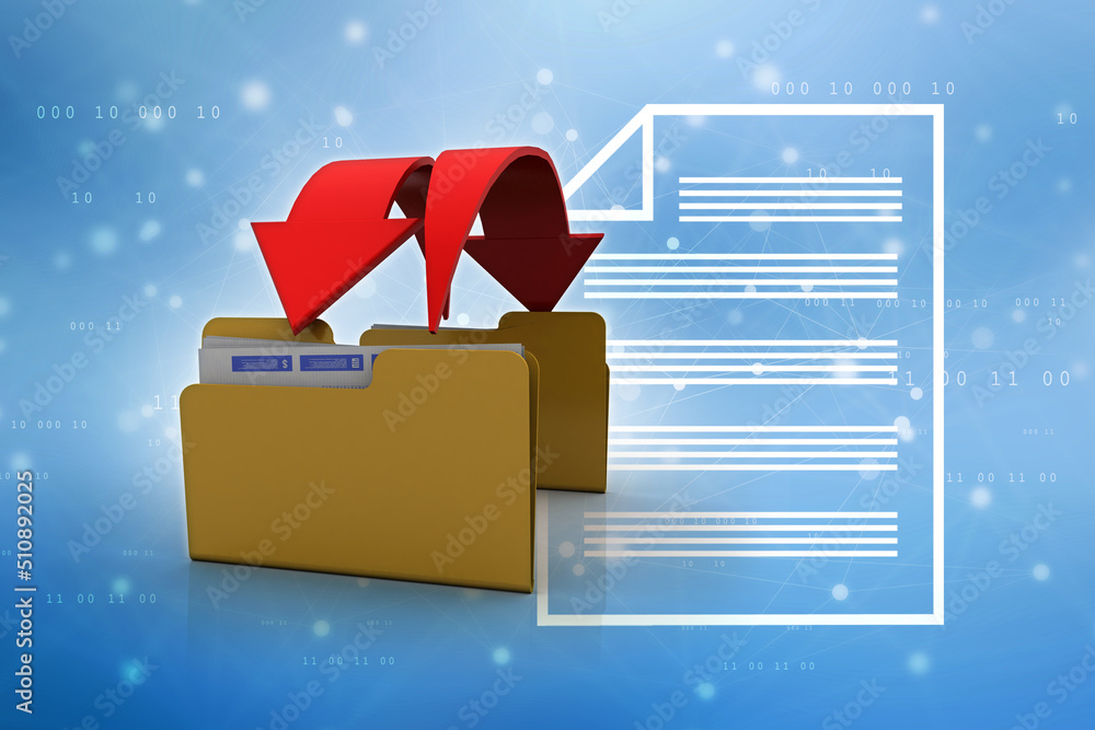 Poster 3d rendering folder with documents