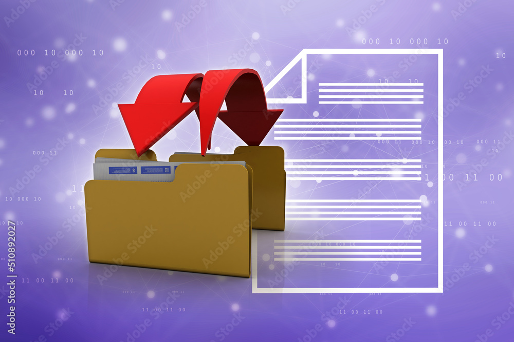 Poster 3d rendering folder with documents
