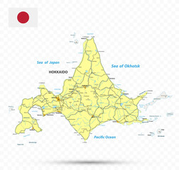 Hokkaido Map. Map of Japan Prefecture - obrazy, fototapety, plakaty
