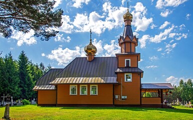 Built of wood in 1955, the temple, the cemetery Orthodox church of Ascension Day in the town of...
