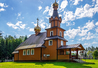 Built of wood in 1955, the temple, the cemetery Orthodox church of Ascension Day in the town of...