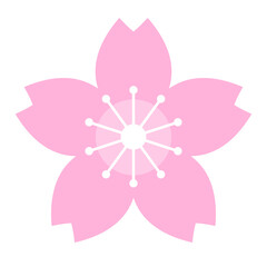 Icon of pink cherry blossom. Japanese flower icon. Vector.