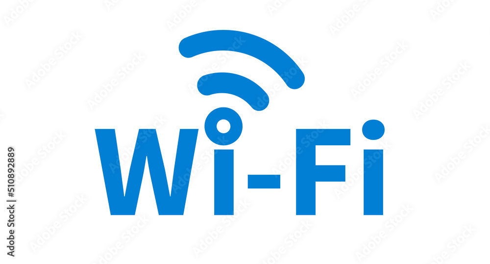 Poster combination of wi-fi text and wi-fi icon. vector.
