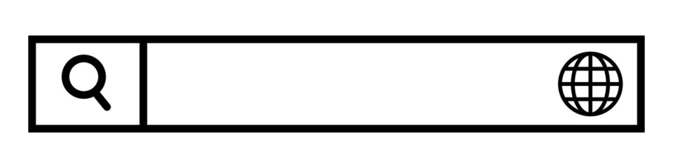 Search box and browser icon. Browsing. Web search bar. Vector.