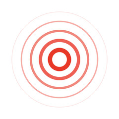 Red Rings sound wave and line in a circle. Tap symbol.