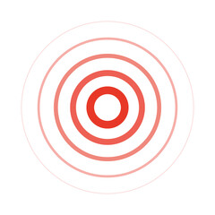 Red Rings sound wave and line in a circle. Tap symbol.
