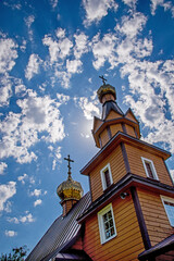 Built of wood in 1955, the temple, the cemetery Orthodox church of Ascension Day in the town of...