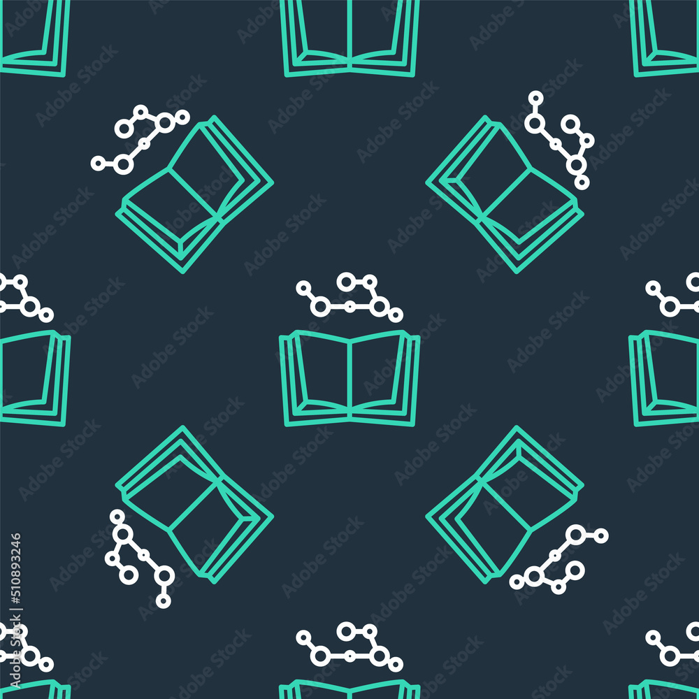 Poster line open book icon isolated seamless pattern on black background. vector