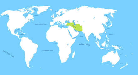 Ilkhanate the largest borders map on all world with all sea and ocean names