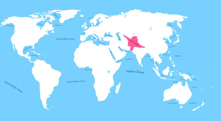 Kushan Empire the largest borders map on all world with all sea and ocean names