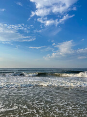 Waves crashing onto the beach