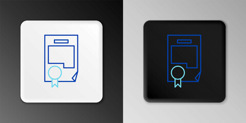 Line Certificate template icon isolated on grey background. Achievement, award, degree, grant, diploma. Business success certificate. Colorful outline concept. Vector