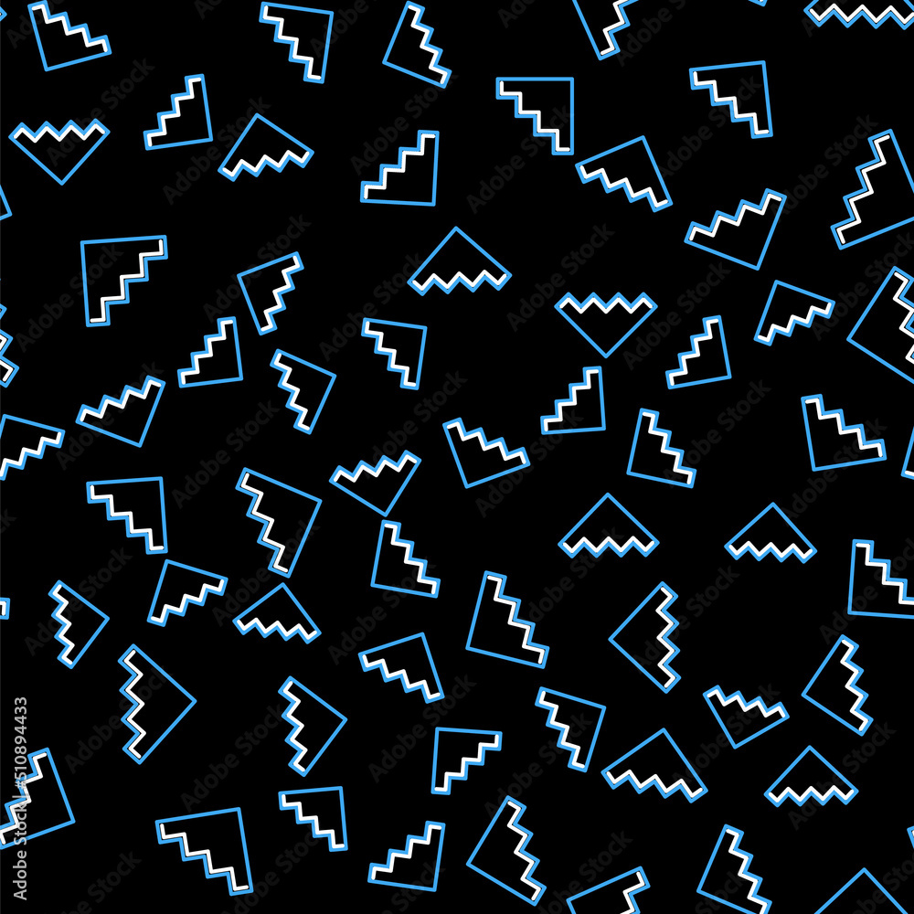 Poster line staircase icon isolated seamless pattern on black background. vector