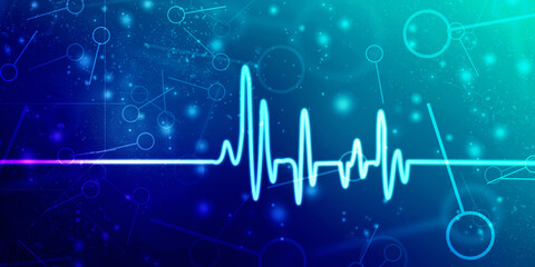 2D illustration Heart cardiogram background
