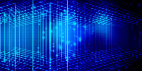 2d illustration Abstract futuristic electronic circuit technology background
