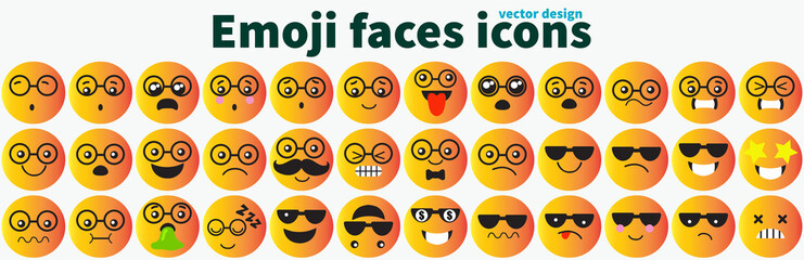 Fototapeta premium Emoji faces icons vector design bad and good review happy and sad reaction
