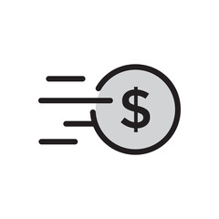 Send dollar symbol, transfer dollar icon on white background