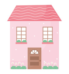 pink house illustration