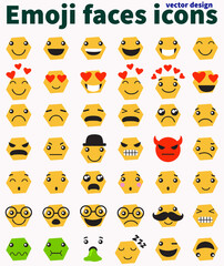 Emoji faces icons vector design bad and good review happy and sad reaction