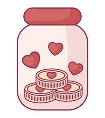 money and heart on jar
