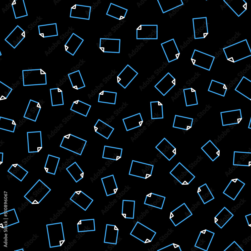 Poster Line Empty document icon isolated seamless pattern on black background. Checklist icon. Business concept. Vector