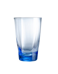 Empty blue water glass isolated on a white background, Suitable for Mock up creative graphic design.
