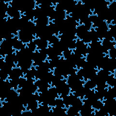 Line Bicycle handlebar icon isolated seamless pattern on black background. Vector