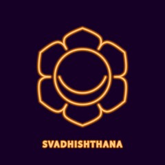 Yellow glowing svadhishthana chakra. Neon golden symbol of andhistana as liberation from all diseases and selfishness. Shatpatra of assimilation to vector brahman