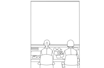 Command center line art drawing 