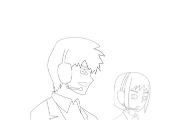 Anime commentators line art drawing 