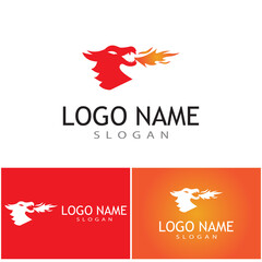 Obraz na płótnie Canvas Dragon vector icon illustration design logo template