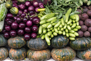 Fresh vegetables arranged at Fort Kochin market, Cochin, Kerala, India - 510897000