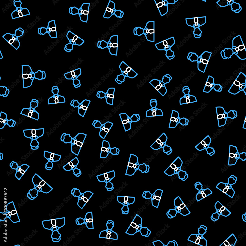Poster line worker icon isolated seamless pattern on black background. business avatar symbol user profile 