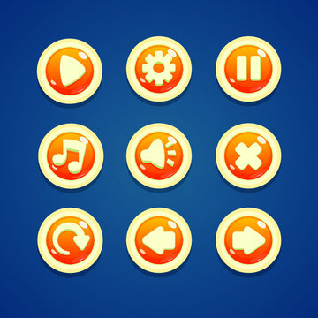 Set of round buttons for game or app interface