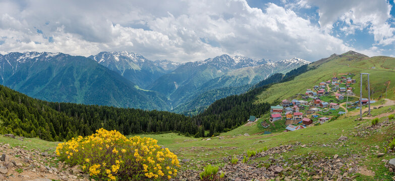 Gito Plateau view in fogy day at Rize Province of Turkey