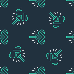 Line Magic arrow icon isolated seamless pattern on black background. Vector