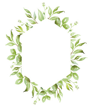 Watercolor greenery frame