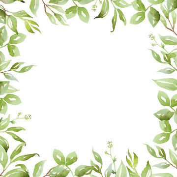 Watercolor greenery frame