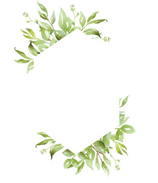 Watercolor greenery frame