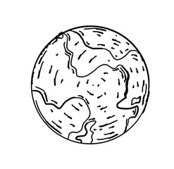 Single Vector Black Sketch Globe Planet Earth