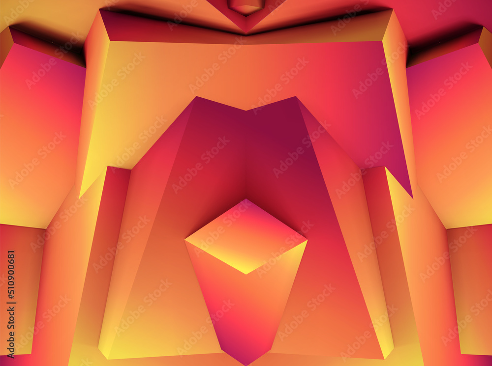 Aufkleber abstract geometric background with colorful 3d shapes or architectural forms for booklet or video co