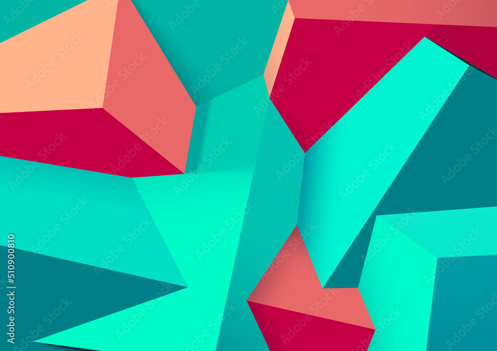 Poster Abstract background with realistic colorful cubes. Trendy 3D background with wall of shapes.