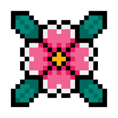 pixel flower and leaves
