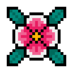 pixel flower and leaves
