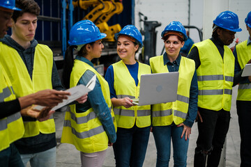 Group of engineers in an innovation company talking about robotics