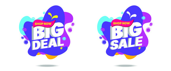 Big deal, Big Sale, Colorful 3D text, Abstract modern tag design, vector illustration