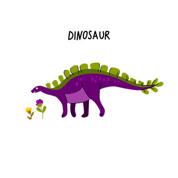 Vector image of a dinosaur, stegosaurus. Flat design. Cute. Isolated