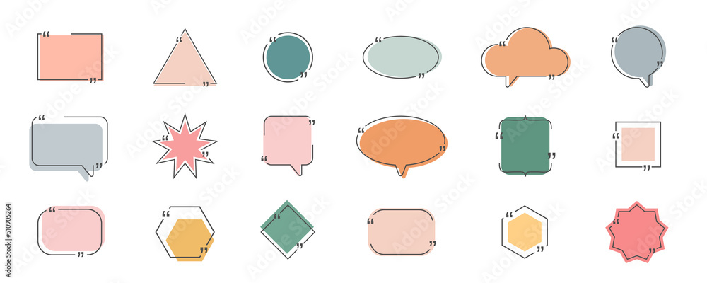 Poster quote bubble set. line text frame. quotation title banner. social media chat. headline speech border