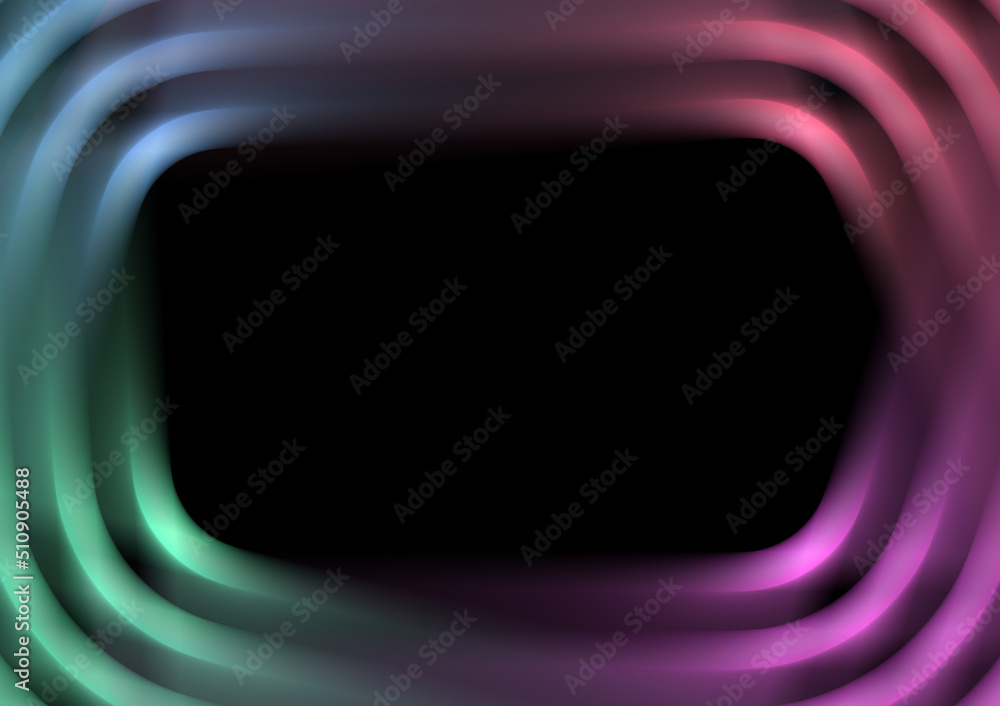 Poster abstract background graphic with green, blue and violet triangle wave pattern. digital communication